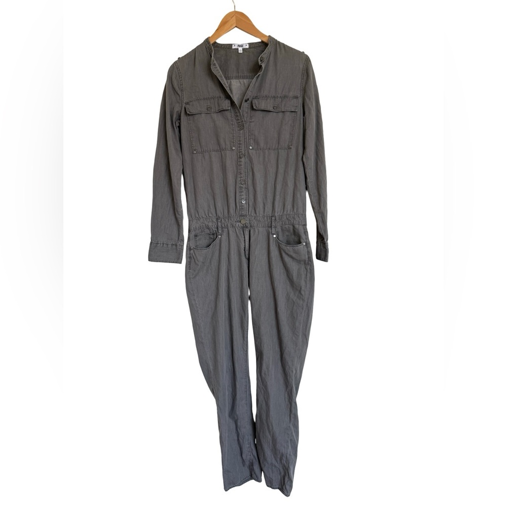 PAIGE Chic Jumpsuit‎ Painters Gray Pants Long Sleeve Size Small S